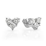 0.35 Carat (ctw) 14K White Gold Round & Princess White Diamond Heart Earrings